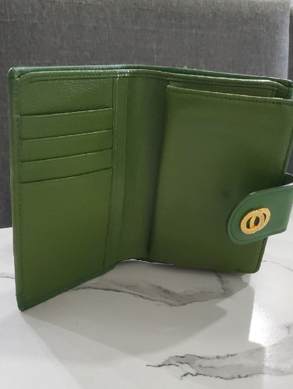 🇮🇹Bvlgari Doppio Tondo Green Leather Snap/Kisslock Wallet💚 - Picture 10 of 16